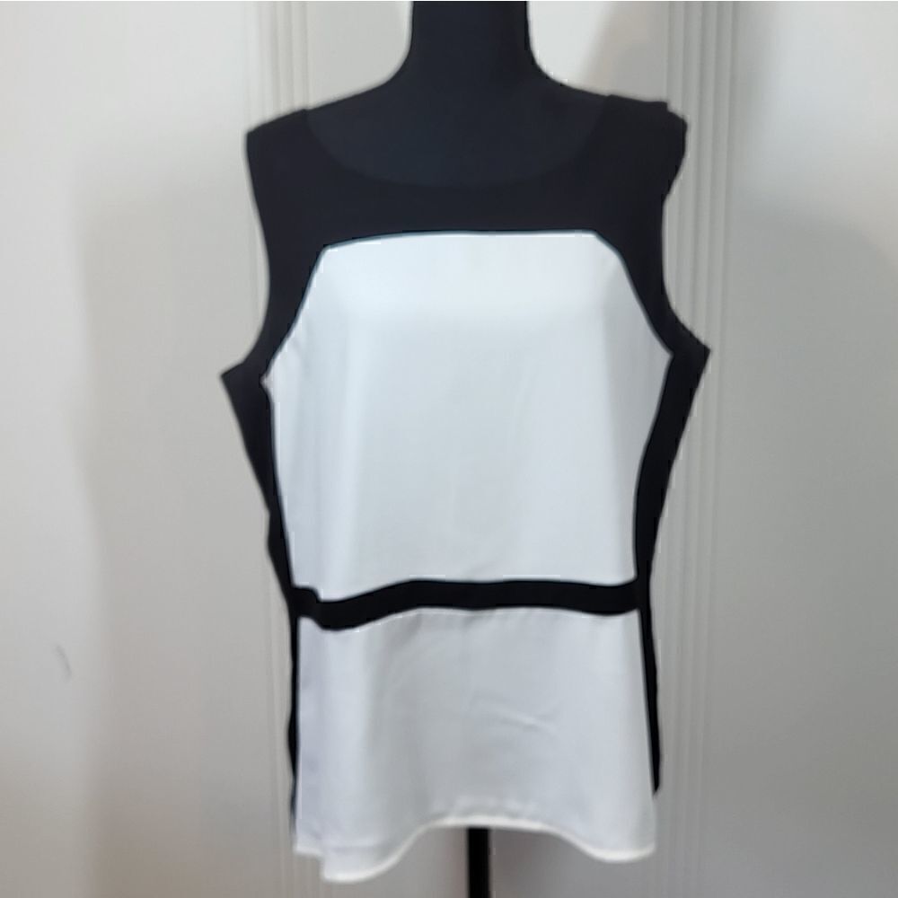 Ann Taylor Sleeveless Black & White Blouse